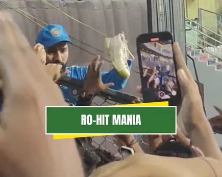 WATCH: Fans go crazy as Rohit Sharma gifts his shoe to an young spectator after India's win over Sri Lanka