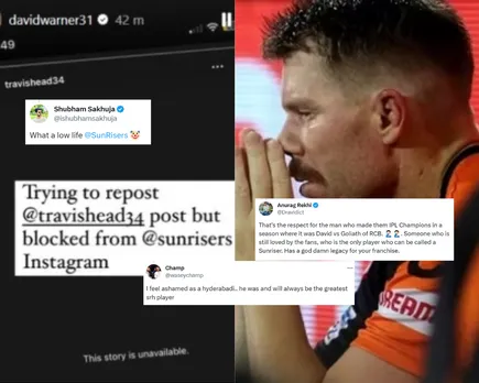 ‘What a low life’- Fans react as David Warner reveals that SRH has blocked him on social media