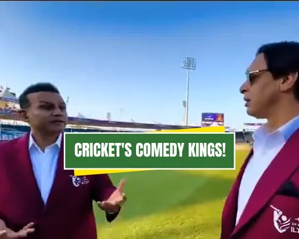 WATCH: Virender Sehwag and Shoaib Akhtar involved in funny banter during ILT20