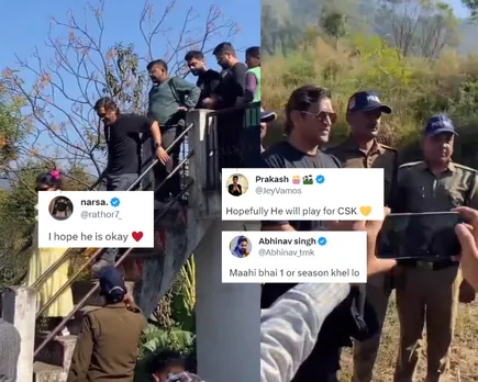 'Maahi bhai 1 or season khel lo' - Fans react as video of video of MS Dhoni hopping on stairs surfaces internet