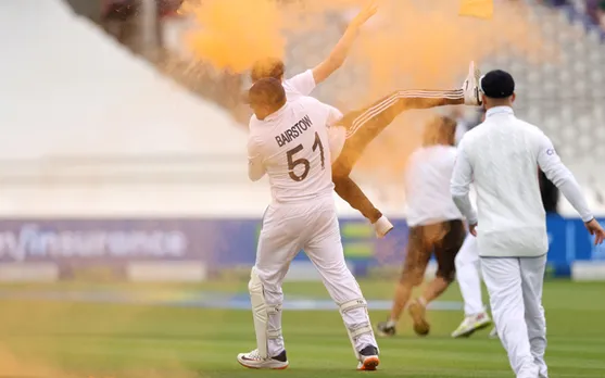 Watch: Jonny Bairstow hilariously escorts pitch invader out of boundary rope during 2nd Test of Ashes 2023