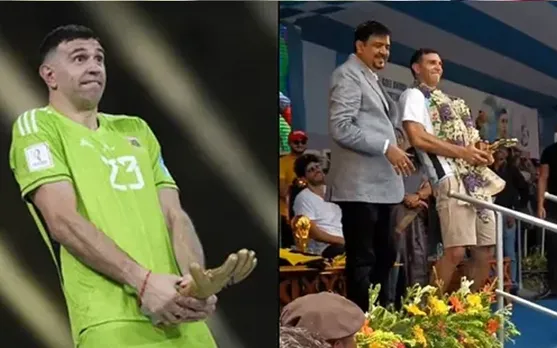 WATCH: Argentina goalkeeper Emiliano Martinez emulates controversial World Cup celebration in India