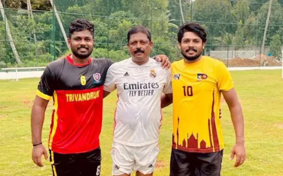 'Inme se Sanju kon hai' - Fans react as Sanju Samson posts picture on social media with his father and brother playing football