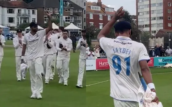 WATCH: Jaydev Unadkat gets standing ovation after after he picks up six wickets in County Championship