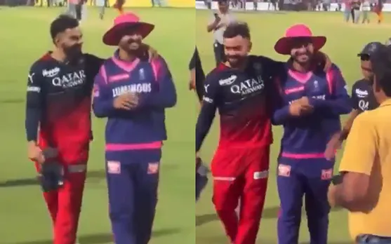 'Hume apne bhangaar pe garv hona chahiye' - Fans react as Virat Kohli meets Riyan Parag after RCB thrash RR by 112 runs in IPL 2023