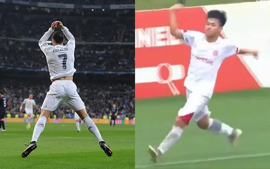 Watch : Vietnamese footballer tries to do the Ronaldo celebration but fails miserably