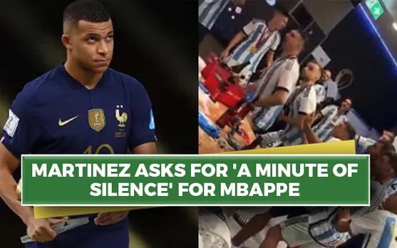 Emiliano Martinez trolls Kylian Mbappe in the middle of Argentina's dressing room celebrations
