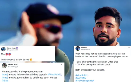 ‘Most aggressive duo of Test cricket’- Twitter reacts as Mohammed Siraj takes revenge on Litton Das, Virat Kohli's reaction goes viral