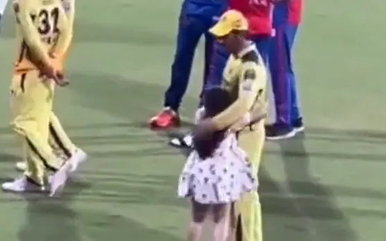 Watch : Ziva runs towards her Dad in a wholesome moment on field after victory against DC in the 2023 IPL