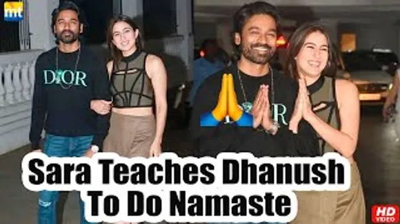 Atrangi Re Sara Ali Khan teaches Dhanush to do Hindi style Namaste At The Gray Man's Party