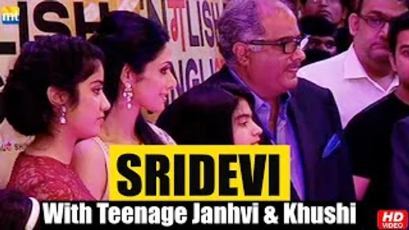 Sridevi Returns To Red Carpet after 15 Years with Teenage Janhvi and Family