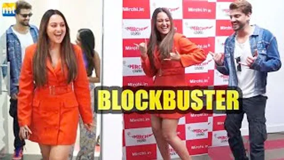 Double XL Sonakshi Sinha shakes a Leg with Rumoured BF Zaheer Iqbal And Asees Kaur on BLOCKBUSTER At Mirchi Studio Studios