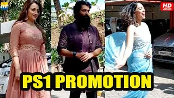 Chiyaan Vikram, Gorgeous Trisha Krishnan & Sobhita Dhulipala in saree during Ponniyin Selvan-1 promotion