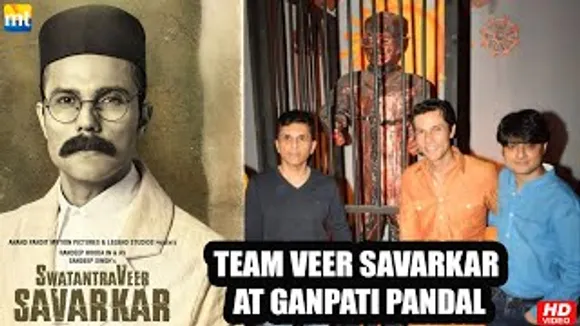 Team 'Swatantra Veer Savarkar' Randeep Hooda, Sandeep Ssingh And Anand Pandit seek blessings at a ganpati pandal