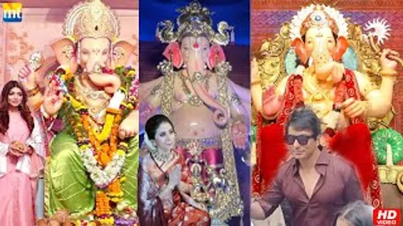 Sonu Sood at Lalbaugcha Raja, Urmila Matondkar at Parel Cha Raja, Akanksha Puri at Andheri cha Raja