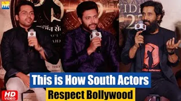 South Actors Karthi, Jayam Ravi & Chiyaan Vikram Show their Respect to Bollywood movies At PS-1 Event