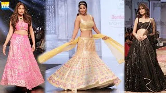 Hina Khan In Traditional Yellow Ghagra Choli, Surbhi Chandna in Pink Ghagra Choli And Diana Penty In Black At Bombay Times Fashion Week 2022