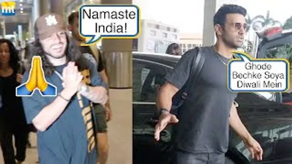 International Rapper Rush doing Namaste when he reaches India, 'Ghode Bechke Soya'-Pulkit Samrat With Kriti Kharbanda At The Airport