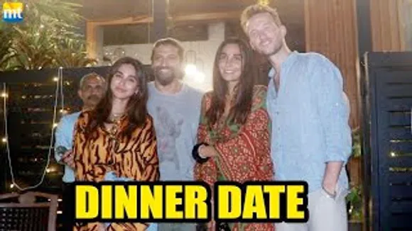 Farhan Akhtar With Wife Shibani Dandekar, Anusha Dandekar With her BF And Monica Dogra Post Dinner At Restaurant