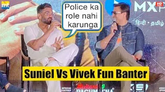 Suniel Shetty vs Vivek Oberoi fun Banter on Thalaivan vs Cop role In Dharavi Bank