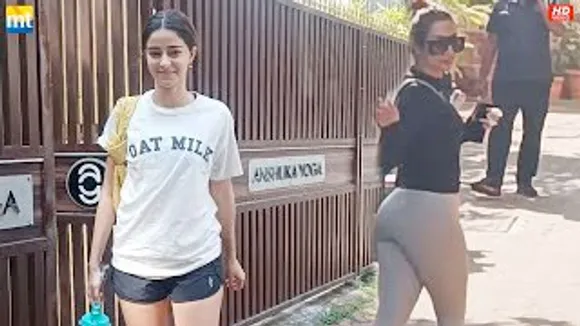 Ananya Panday's Weird Oat Milk's T-shirt, Malaika Arora in tight Pants & Kubbra Sait at Yoga sessions