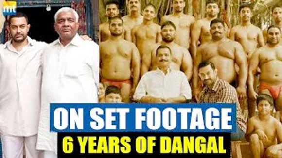 Aamir Khan & Mahavir Phogat with Real Pehelwans on sets Of 'Dangal'