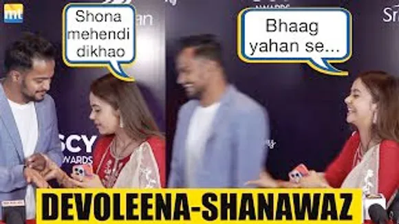 Funny Convo of Devoleena Bhattacharjee & Her Husband Shanawaz as they show Thin Mehendi to cameras