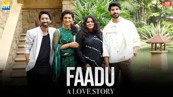 Pavail Gulati arrives with Gorgeous On-screen GF Saiyami Kher, Abhilash Thapliyal With Director Ashwiny Iyer Tiwari At 'Faadu' Promotion