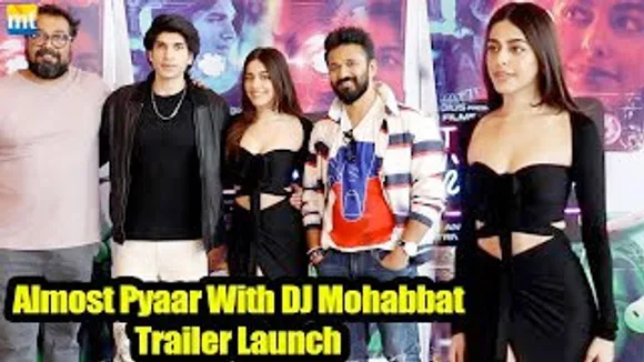 Alaya F in Black Thigh-Slit With Anurag Kashyap, Karan Mehta and Amit Trivedi At Almost Pyaar With DJ Mohabbat Trailer Launch