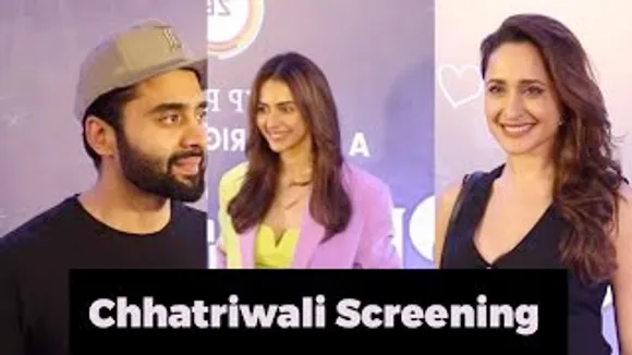 Rakul Preet Singh with BF Jackky Bhagnani at Chhatriwali Screening Along With Pragya Jaiswal