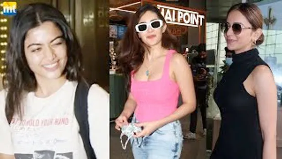 Rashmika Mandanna, Chhatriwali Rakul Preet In Black, Hot Amyra Dastur in Pink Top, Shirley Setia At Airport