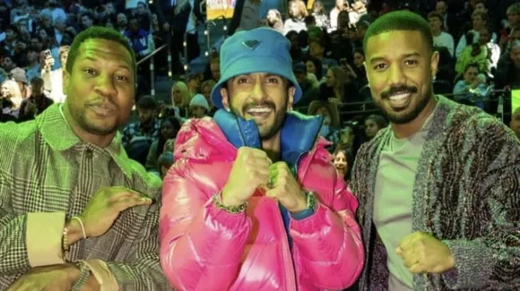 Ranveer Singh Meets 'Creed 3' Stars Michael B. Jordan & Jonathan Majors At NBA All Stars —