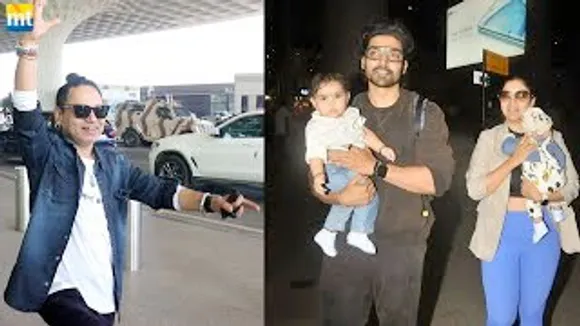 Gurmeet Choudhary-Debina Bonnerjee with their Munchkins, Har Har Mahadev - Kailash Kher & Boman Irani At The Airport