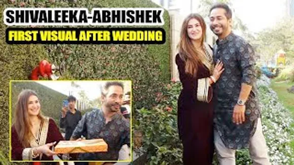 Abhishek Pathak & Shivaleeka Oberoi's First Outing Together after Wedding, Distribute Sweets to Media