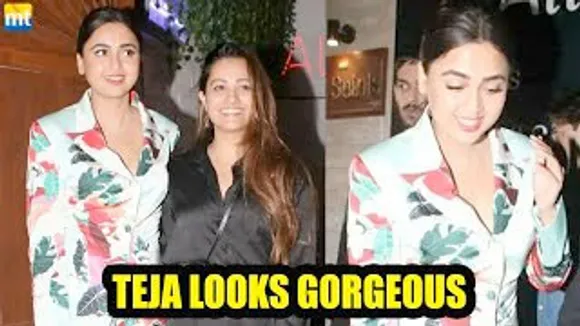 Tejasswi Prakash in flowering coat with her GF Anita Hassanandani at a restaurant