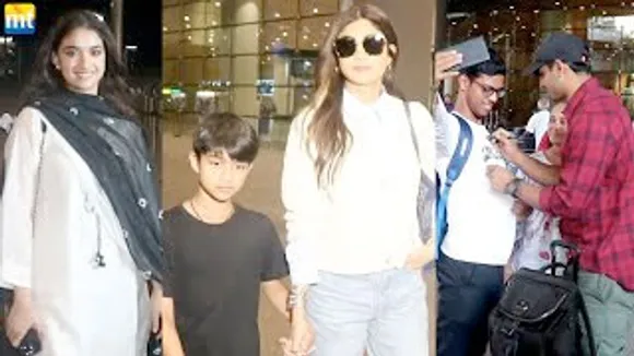 Shilpa Shetty with her son Viaan, Keerthy Suresh leaves after Dasara Song Launch, Neeraj Chopra At Airport