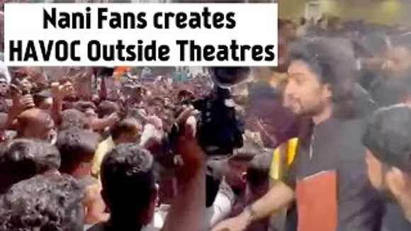 Nani Fans creates HAVOC inside & Outside theatres for his arrival at Dasara First Day First Show