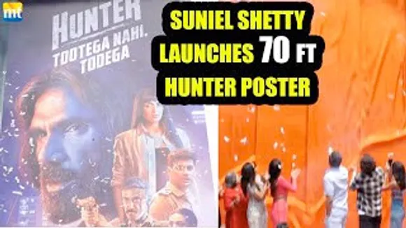 Suniel Shetty Launches HUGE 70 Feet Poster of Hunter with Esha Deol