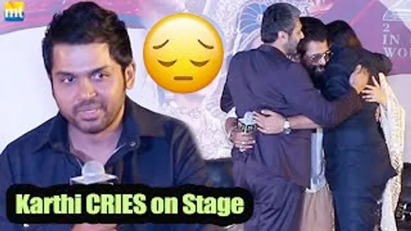 PS-2 Actor Karthi CRIES on Stage — Vikram, Aishwarya Rai Give HUG At PS-2 Press Conference