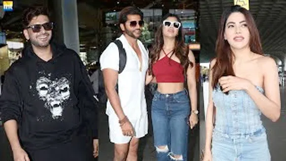 Karan Kundrra BLUSHES when Paps Ask Teja's Birthday, Nikki Tamboli, Akanksha Puri-Karanvir Bohra, Pandya Family & Others Spotted At Airport