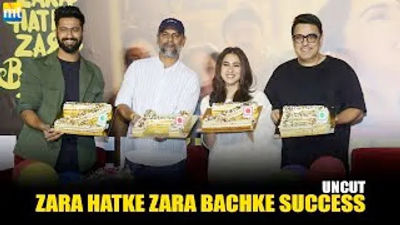 Vicky Kaushal & Sara Ali Khan Cake Cutting For Zara Hatke Zara Bachke Success At The Success Meet