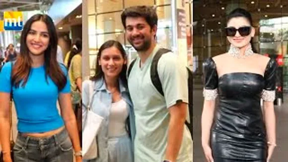 Karan Deol-Drishya Acharya Return From Honeymoon, Urvashi Rautela In All Black Look & Jasmin Bhasin In Casuals At Airport