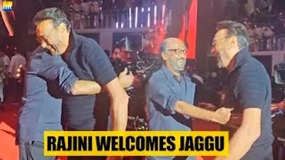 Jackie Shroff welcomed by Superstar Rajinikanth at Jailer's Audio Launch event