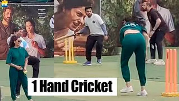 Ghoomer Team Abhishek Bachchan, Saiyami Kher & Angad Bedi Play 1 Hand Cricket With Media