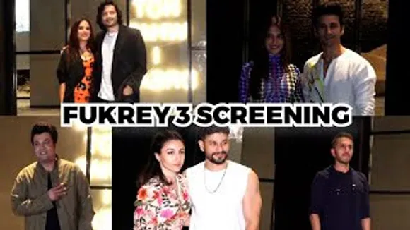 Richa Chadha-Ali Fazal, Pulkit Samrat-Kriti Kharbanda, Varun Sharma, Manjot Singh And Others At Fukrey 3 Screening