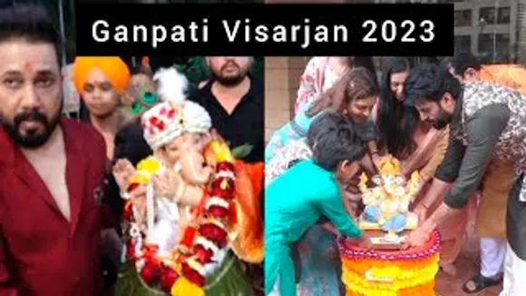 Singer Mika Singh & Maniesh Paul Do Ganpati Visarjan With their Family