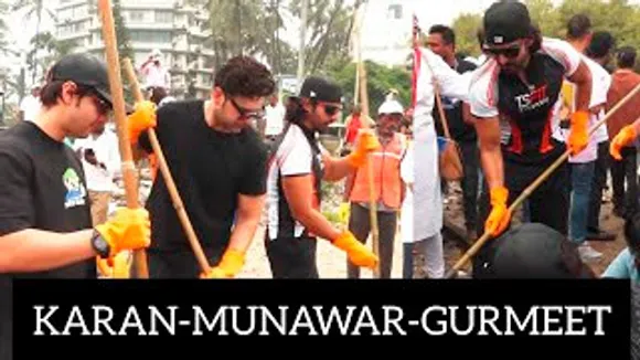 Karan Kundrra, Munawar Faruqui & Gurmeet Choudhary At A Beach Cleaning Drive Campaign