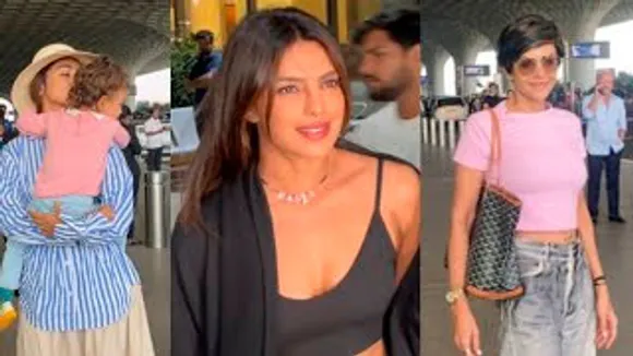 Priyanka Chopra Arrives In India For Jio Mami, Shriya Saran With Her Daughter Radha, Giorgia Andriani & Mandira Bedi At The Airport