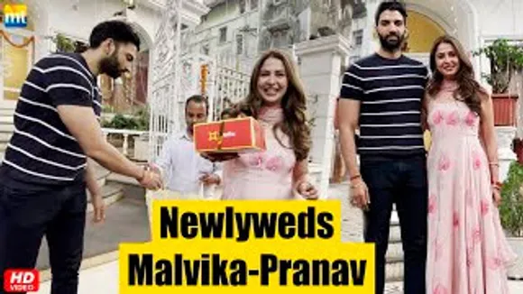 Malvika Raaj With Hubby Pranav Bagga seen After Wedding For The First Time, distributes Sweets