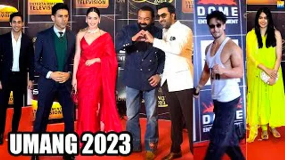 Ranbir Kapoor with Lord Bobby Deol, Kartik Aaryan, Manushi Chhillar, Tiger Shroof, Agastya Nanda, Adah Sharma And Celebs At UMANG 2023